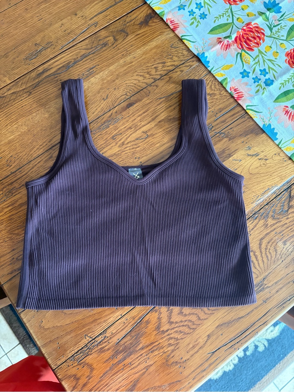 RHONE Ribbed Cropped Tank Top - Deep Plum